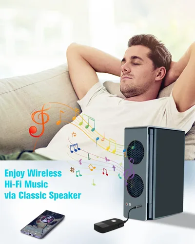 Vista 4 de Golvery, receptor Bluetooth (Bluetooth avanzado 4.1, A2DP) - adaptador de audio inalámbrico portable con entrada de 3,5 mm - disfruta la música