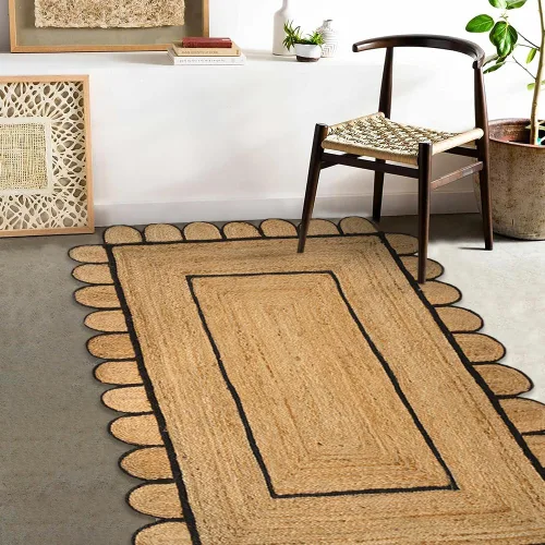 Vista 8 de GRUHUM Alfombra rectangular de yute de fibra natural, tejida a mano, estilo bohemio, reversible, respetuosa con el medio ambiente, trenzada, suave