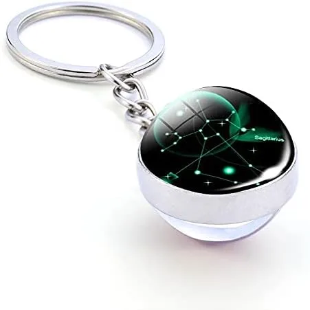 Vista 2 de JWPavilion Zodiac 12 Constellation Glow In The Dark Creative Galaxy Keychain
