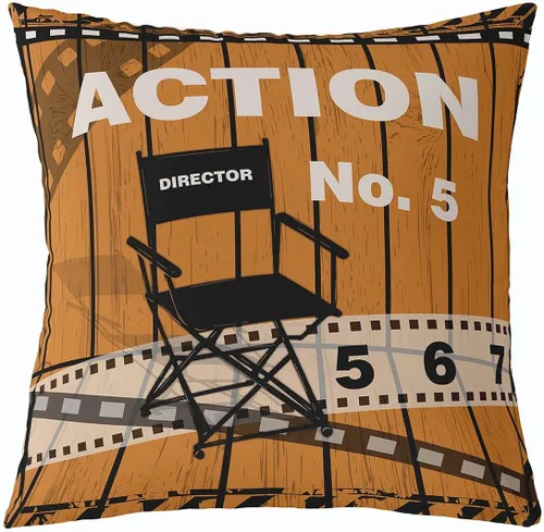 Vista 10 de Homewish Theater Cinema Poster Throw Pillow Covers (Pack of 1),Retro Movie Cushion Cover for Kids Boys Teens Popcorn Pillow Cases Movie Night Living
