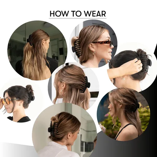 Vista 5 de FRAMAR - Pinzas grandes de garra para cabello grueso – Pinza grande para cabello grueso, pinzas grandes para mujeres, pinzas de garra para mujeres