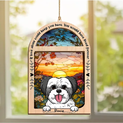 Vista 352 de LOVELYPOD Adorno de Navidad personalizado de sabueso afgano, atrapasoles con nombre, regalos de pérdida de mascotas, regalos para amantes