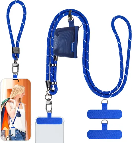 Vista 8 de HOTEMIA Cordón para teléfono y correas para la muñeca, cordón para celular ajustable cruzado con billetera desmontable, cordón para iPhone de 8mm