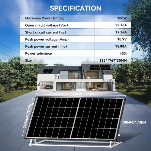 Vista 6 de Kit de Panel Solar de 600 Vatios con Paneles Solares Monocristalinos de Alta Eficiencia de 300 Vatios 2pcs para RV y Controlador de Carga MPPT