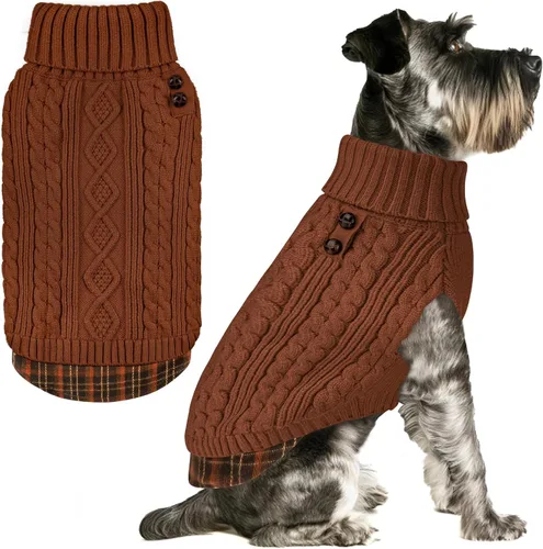 Vista 26 de KYEESE Suéter suave para perros pequeños, machos, abrigado, de cuello alto, ropa elástica de punto para gatos, abrigo cómodo para cachorros