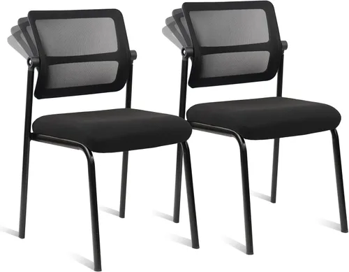 Vista 15 de CLATINA Silla apilable de oficina y sala de espera sin brazos con ruedas, sillas apilables de malla para recepción de invitados con respaldo