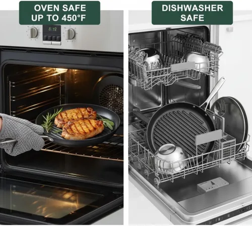 Vista 9 de TECHEF - Onyx Collection, sartén de 12 pulgadas para estufa, sartén antiadherente para cocina de interior, sin PFOA, aluminio resistente, fabricado