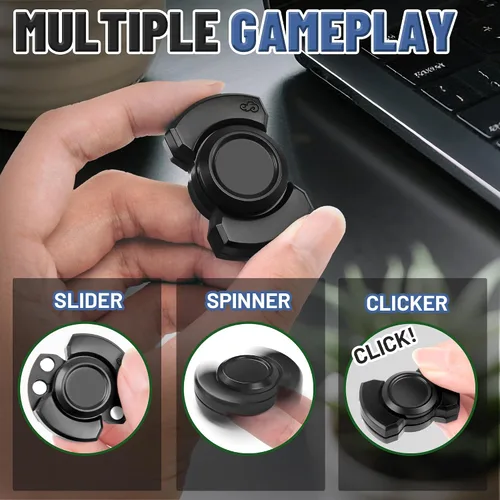 Vista 3 de Juguete giratorio 3 en 1 para adultos, deslizador de metal, con clicker, magnético para hombres adultos, juguete de escritorio de oficina, alivio