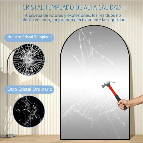 Vista 8 de MirrMuse Espejo arqueado de gran tamaño de longitud completa con soporte, 82 x 44 pulgadas, negro Arco negro