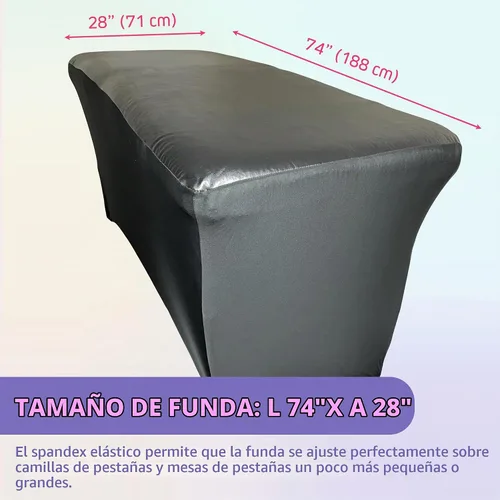 Vista 6 de Funda de cama de pestañas, cubierta impermeable de cuero artificial para mesa de masaje, protector de cera ajustable para cama de esteticista