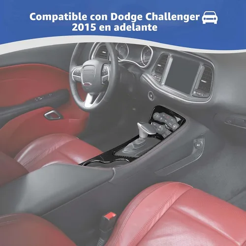 Vista 4 de RT-TCZ para Challenger Cubierta de Recorte de Panel de Cambio de Marchas de Fibra de Carbono de la Consola Central para Dodge Challenger 2015-2023