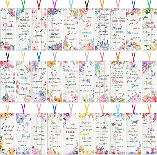 Vista 17 de Chinco Paquete de 120 marcadores de versículos bíblicos para mujeres, escritura cristiana, marcadores inspiradores con cintas, marcadores