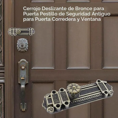 Vista 4 de Geesatis Pestillo de bloqueo de seguridad de puerta deslizante de 5 A-1 piezas-Bronce
