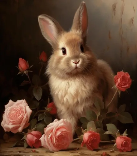 Vista 12 de ZMHZMY Kit de pintura al óleo por números para adultos, principiantes, conejo y flores, pintura en lienzo por números, manualidades para decoración