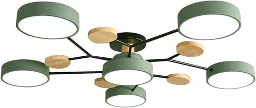 Vista 7 de Lámpara de techo LED regulable de 6 luces, 32 pulgadas, moderna lámpara de techo de madera de 48 W para sala de estar, dormitorio, cocina, 3000