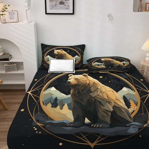 Vista 3 de Bear Sheets tamaño individual – Sábanas de microfibra suave y bolsillo profundo y sábanas con patrón sin arrugas, 3 piezas