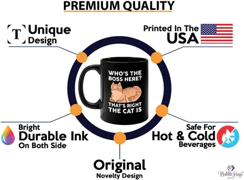 Vista 38 de Taza de café para amantes de los gatos, 11 onzas, color negro, piel de gato Is How I Accessorize, divertido dueño de gatos, gatito, mascota, gato