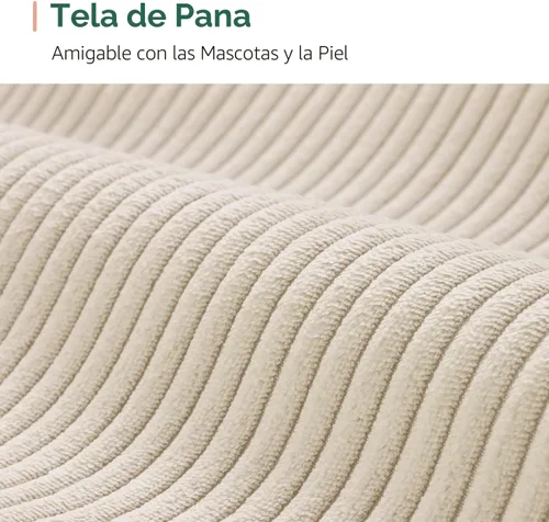 Vista 8 de HONBAY Sofá modular de pana con almacenamiento en forma de L para sala de estar, sofá seccional de 6 plazas, color beige