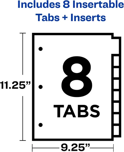 Vista 5 de Avery Big Tab 07709, juego de 8 separadores plásticos con bolsillos. Varios diseños de moda