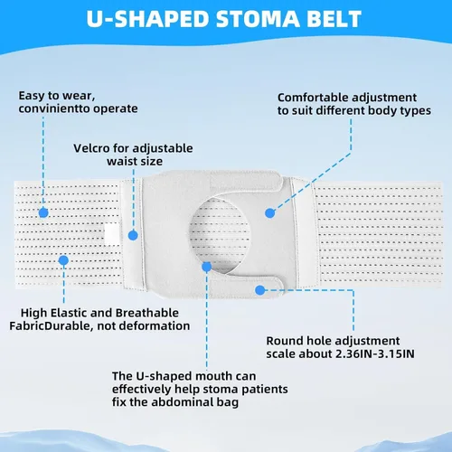 Vista 3 de Cinturón de soporte de ostomía, cinturón de soporte ajustable para estomía, cinturón de hernia para ostomía médica, cinturón universal de ostomía
