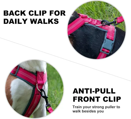 Vista 37 de Arnés para perro Plutus Pet sin tirón, arnés ajustable de nylon con acolchado suave, arnés para perro reflectante y resistente para perros pequeños