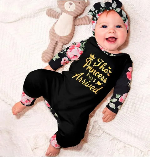 Vista 3 de Von kilizo Ropa de bebé recién nacido, mameluco de algodón para recién nacido, lindo traje de bebé niña