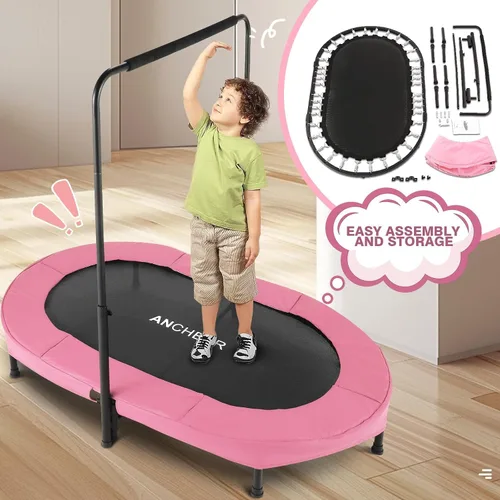 Vista 3 de ANCHEER Trampoline for Kids, Toddler Trampoline Indoor Sports and Outdoor Games 56" Kids Rebounder 220LBS Capacity with Adjustable Safety Handrail