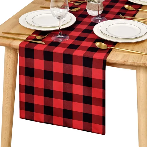 Vista 29 de Hiasan - Mantel cuadrado a cuadros, 30 x 30 pulgadas, tela impermeable y resistente a las arrugas para picnic, cena y fiesta, tela de poliéster