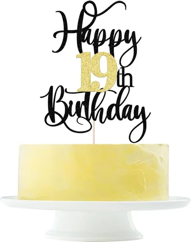 Vista 12 de Decoración para pastel de cumpleaños número 13 con destellos negros y dorados para tartas de 13 años, decoración para pastel de 13 años, decoración