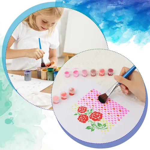 Vista 6 de 6 pinceles para fregona para pintura acrílica, pincel ovalado de 1 pulgada con mango de madera para acrílico, acuarela, arte facial y corporal