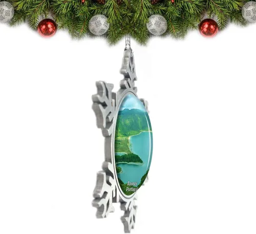 Vista 2 de Portugal Azores Adorno de Navidad Decoración Árbol Cristal Metal Recuerdo Regalo