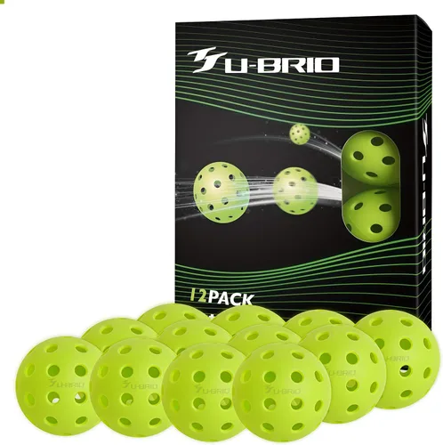 Vista 8 de Paquete de 3/4/12 pelotas de pickleball para exteriores de grado profesional de 40 agujeros, probadas por jugadores con diseño resistente al viento