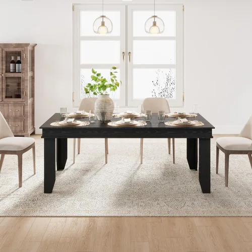 Vista 26 de GarveeHome Farmhouse - Mesa de comedor para 4-6 personas, mesas de cocina de 63 pulgadas de largo