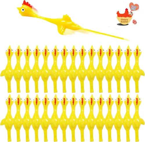 Vista 17 de Slingshot Pollo de goma Pollo Flick Pollo Volador Flingers Stress Gag Toys Stress Gag Toys, tirachinas de pollo de goma, divertidos rellenos