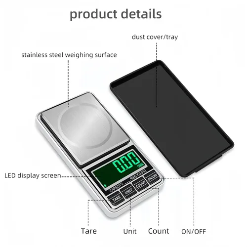 Vista 5 de Báscula digital de bolsillo para joyería de 7.05 oz, 0.00 oz, precisión recargable por USB, portátil, mini gramo, báscula de alimentos para moneda