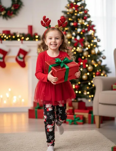 Vista 8 de Conjunto de 3 piezas de pantalones de Navidad para niñas pequeñas, diseño de ciervo y manga larga, regalos de Navidad para niñas