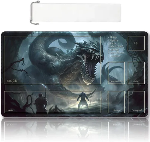 Vista 22 de Tapete de juego MTG cosido de alta calidad con zonas y parte trasera de goma antideslizante, tapete de juego TCG para MTG y otros juegos de cartas
