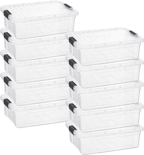 Vista 25 de Superio Contenedor de plástico transparente de 7.4 cuartos con tapa, no tóxico, sin BPA, sin olor, caja de almacenamiento organizadora, recipiente