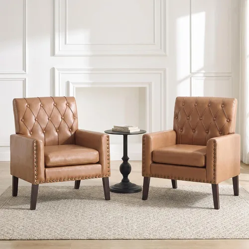 Vista 19 de Sillas decorativas modernas de mediados de siglo, silla de oficina de felpilla beige para recepción, silla de club tapizada para sala de estar