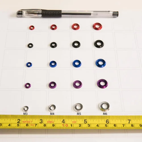Vista 2 de [60PCS] Arandelas de avellanado M3 Color Negro, Aleación de aluminio anodizado, Juntas de arandelas de cabeza Cuña de Copa para Tornillo