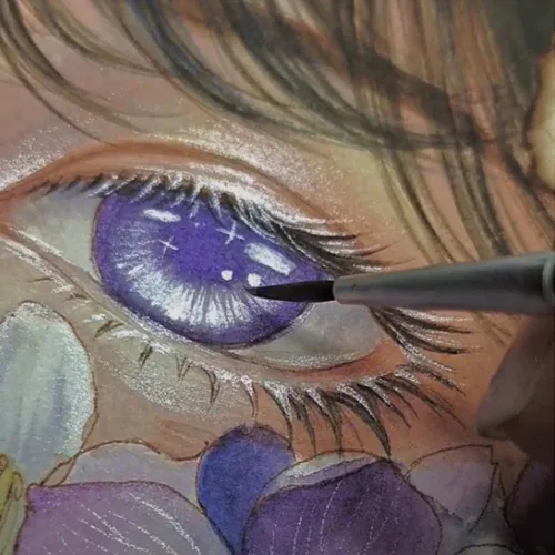 Vista 6 de Juego de pintura de acuarela de 20 colores, juego de pintura de acuarela metálica, caja de pintura sólida de acuarela con purpurina, paleta