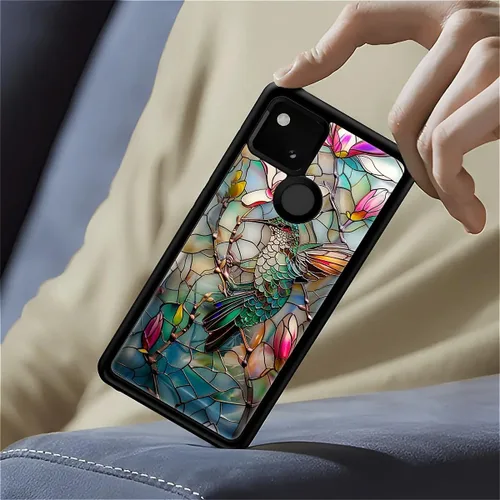 Vista 6 de Compatible con Google Pixel 4A 5G Mobile Case Creative Acrylic Panel trasero Silicona Protección Grip especialmente diseñado para Google Pixel 4A 5G