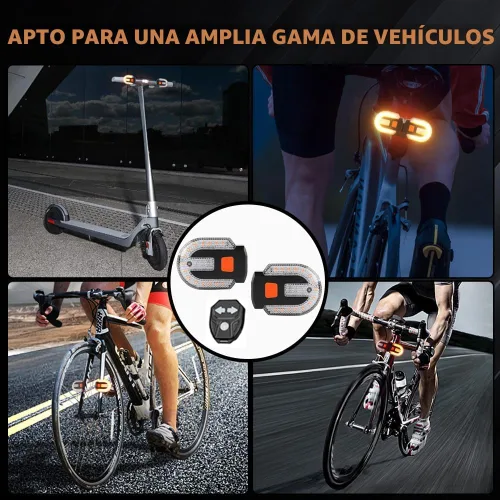 Vista 6 de 4 señales de giro para bicicletas con alarma, control remoto de carga USB, luz trasera de bicicleta integrada, 5 modos, impermeable, estroboscópica