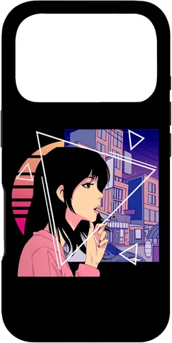 Vista 30 de Retro 80's Japanese Lofi Vaporwave Aesthetic Sad Anime Girl Case for iPhone 17
