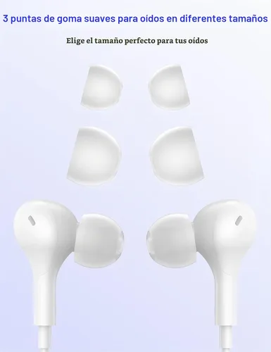 Vista 7 de Auriculares USB C para Apple/iPhone Duo 18 17 16 15 auriculares con cable con funda Blanco