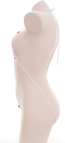Vista 4 de YOMORIO Conjunto de lencería de micro bikini de fresa con tanga para cosplay