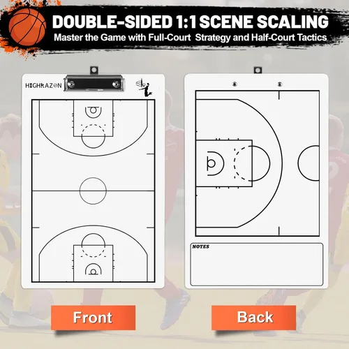 Vista 7 de Portapapeles de entrenadores de baloncesto, portapapeles blancos de doble cara de borrado en seco, pizarra blanca de baloncesto para entrenadores