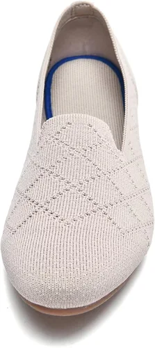 Vista 7 de poemlady Zapatos planos de ballet para mujer, zapatos de vestir de punto con punta redonda sin cordones, zapatos planos de bailarina para mujer