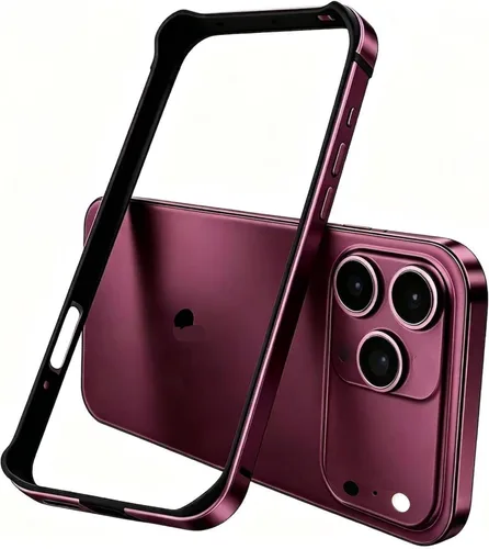 Vista 16 de Funda rígida delgada con marco de aluminio para iPhone 13 Pro, armadura de marco de metal con protección interior suave, protección de borde elevado