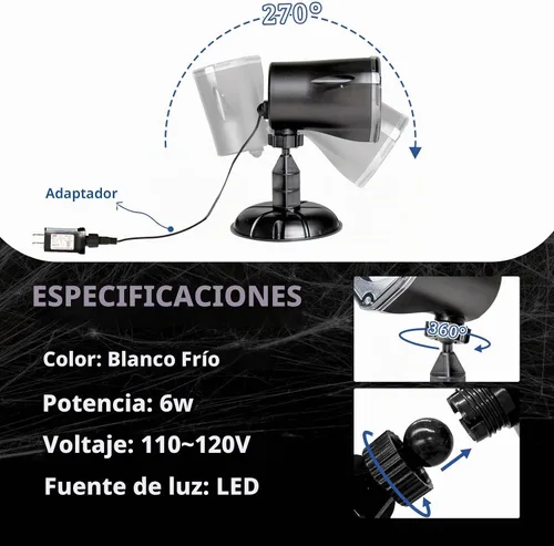 Vista 8 de EAMBRITE - Proyector de luces de Halloween, proyector de fantasmas giratorio para decoración de Halloween al aire libre, proyector de fantasmas